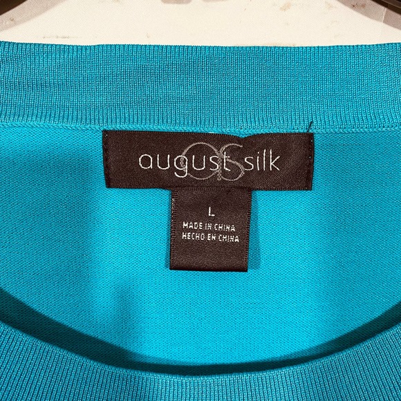 August Silk Women's Long Sleeve Crew Neck Blue Pullover Top Size L - Picture 4 of 4